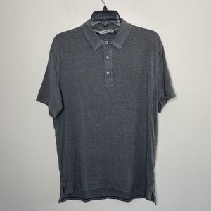 TASC Performance Shirt Mens Medium M Gray Polo Organic Cotton Bamboo Stretch